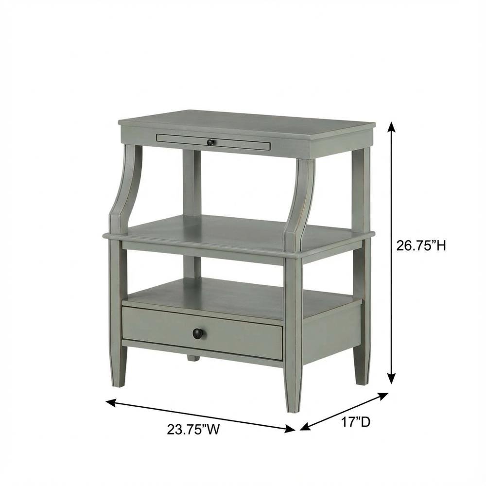 Antique Grey Storage Nightstand with Spacious Drawer and Modern Design