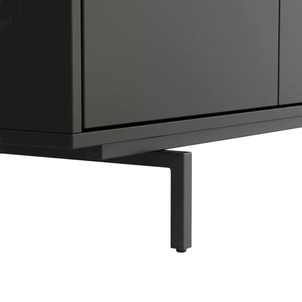 Black Laminate TV Console with 3 Doors and Modern Design