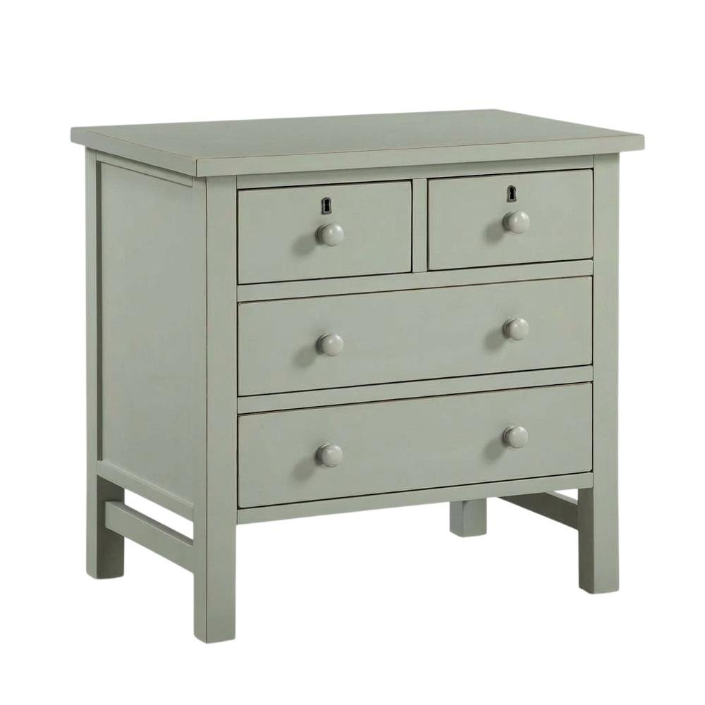 Antique Gray Nightstand with 4 Storage Drawers and Casual Style