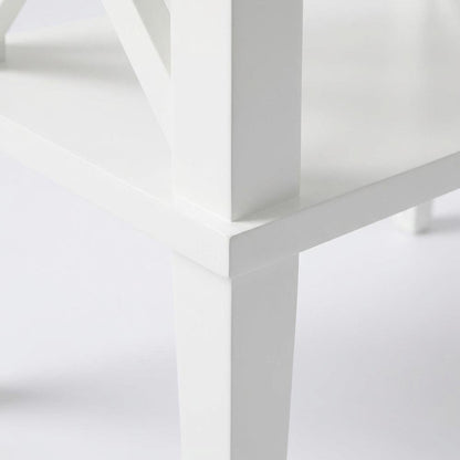 White Nightstand with Hardwood Solids and Mdf for Bedroom Storage