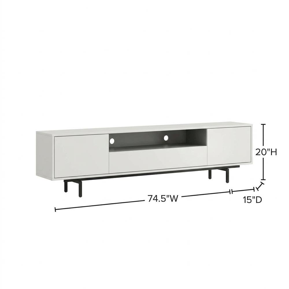 White Laminate TV Console with 3 Doors in Modern and Industrial Styles
