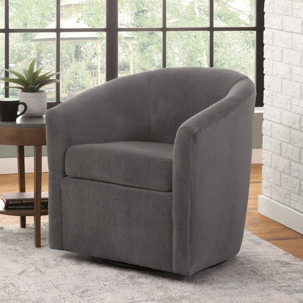 Odessa Barrel Style Swivel Accent chair in Performance Fabric