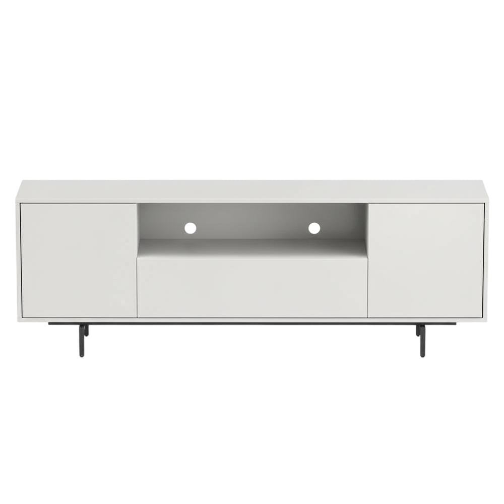 White Laminate TV Console with 3 Doors in Modern Industrial Style