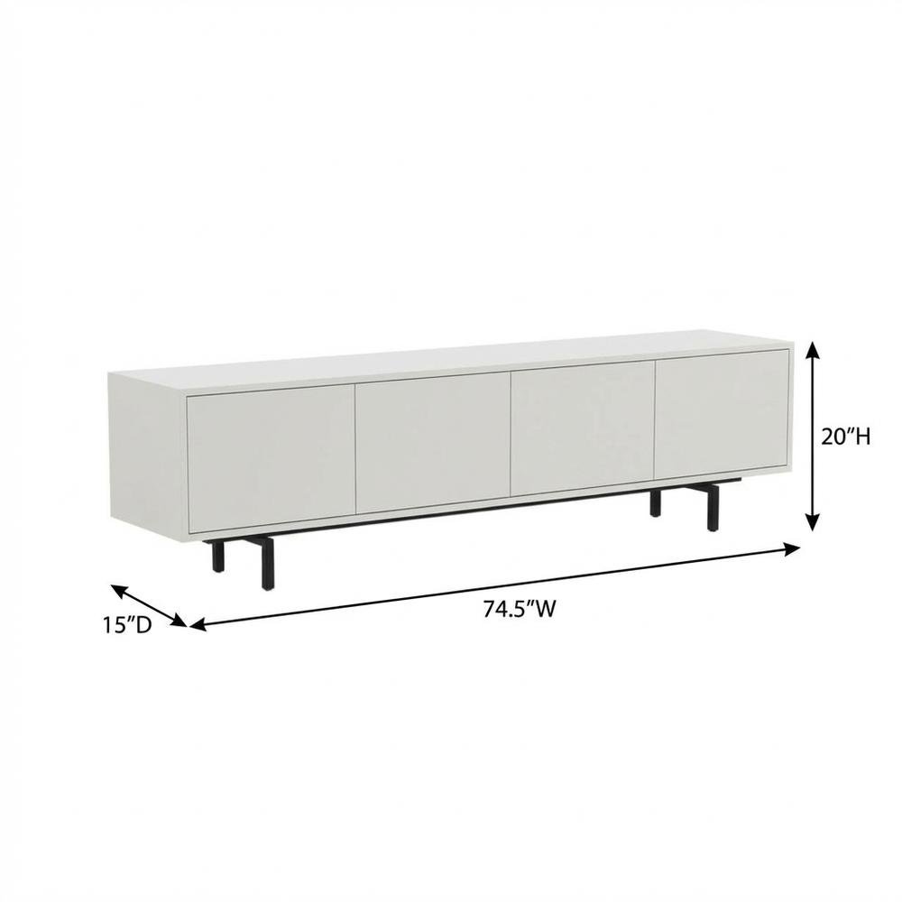 White Laminate TV Stand with 4 Doors and Modern Design