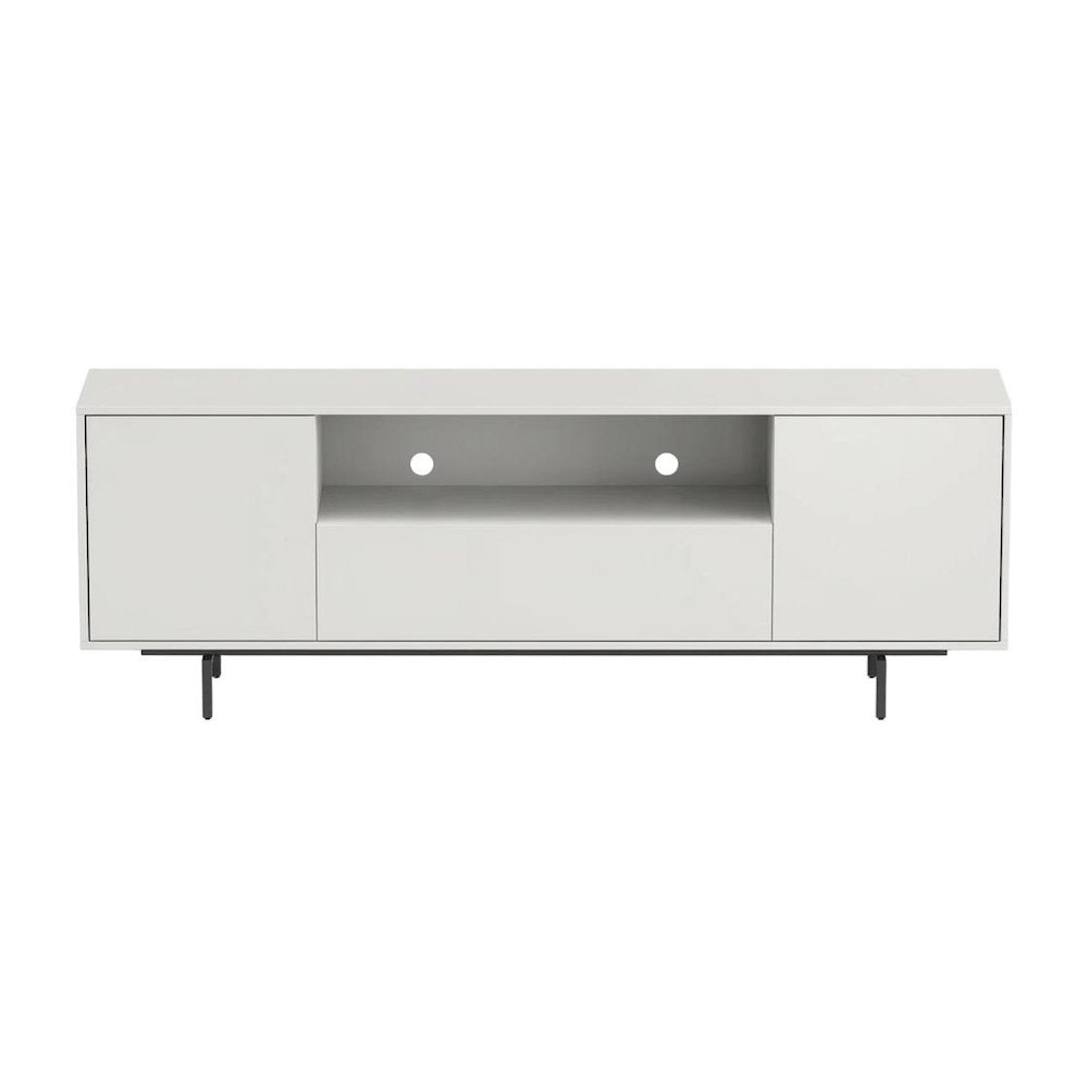 White Laminate TV Console with 3 Doors in Modern Industrial Style
