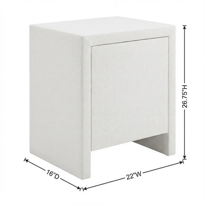 White Nightstand with Hardwood Solids and Mdf for Bedroom Storage