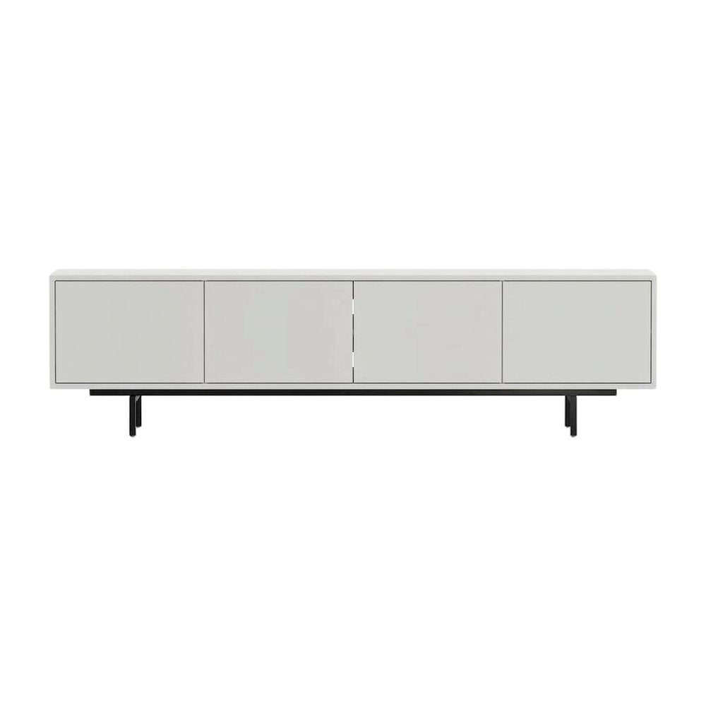 White Laminate TV Stand with 4 Doors and Modern Design