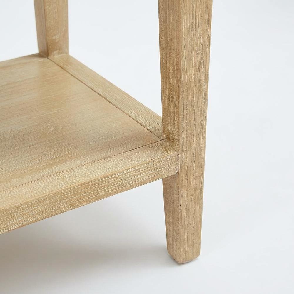 Wood Nightstand with Gold Hardware, Coastal, Scandinavian Style, Single Drawer