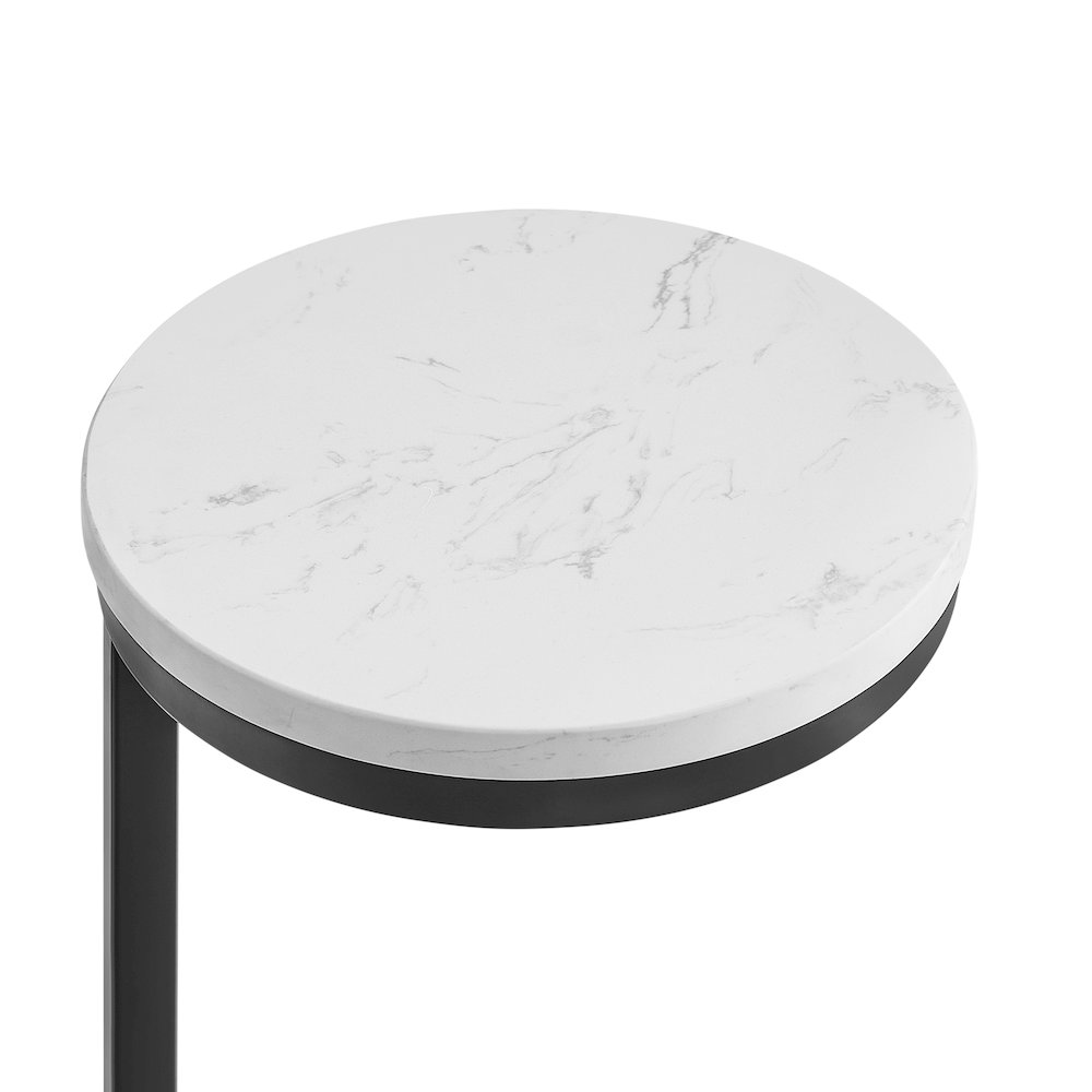Chalmay  Round Metal Accent Table with Marble Top