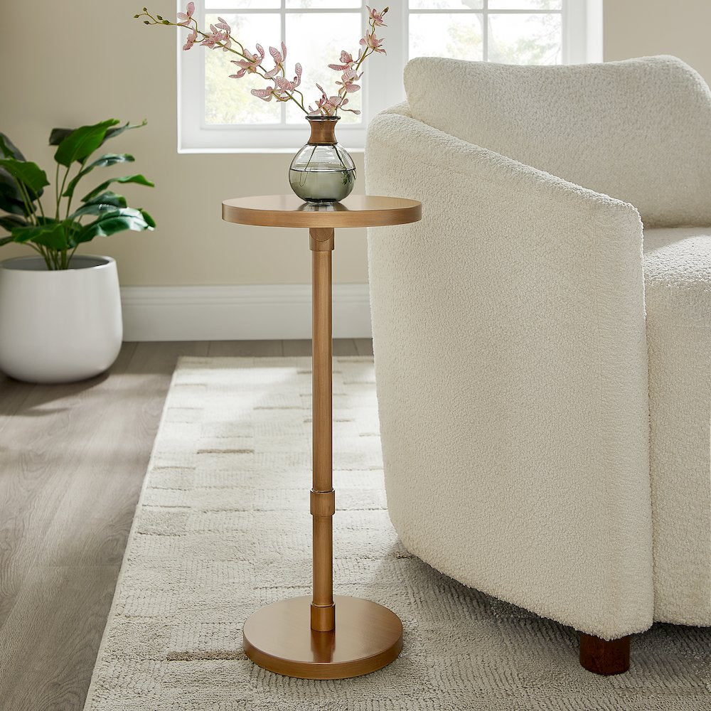 Meraux Antique Brass Adjustable Height Accent Table