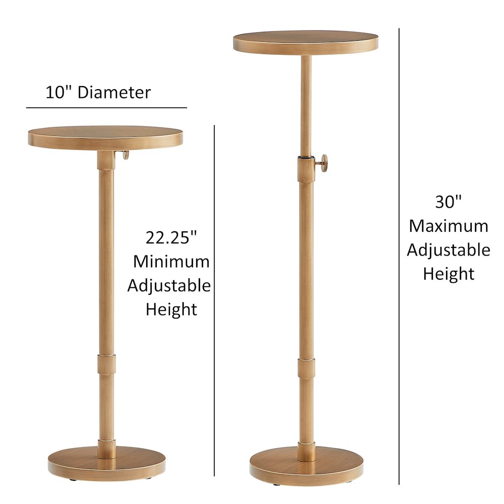 Meraux Antique Brass Adjustable Height Accent Table
