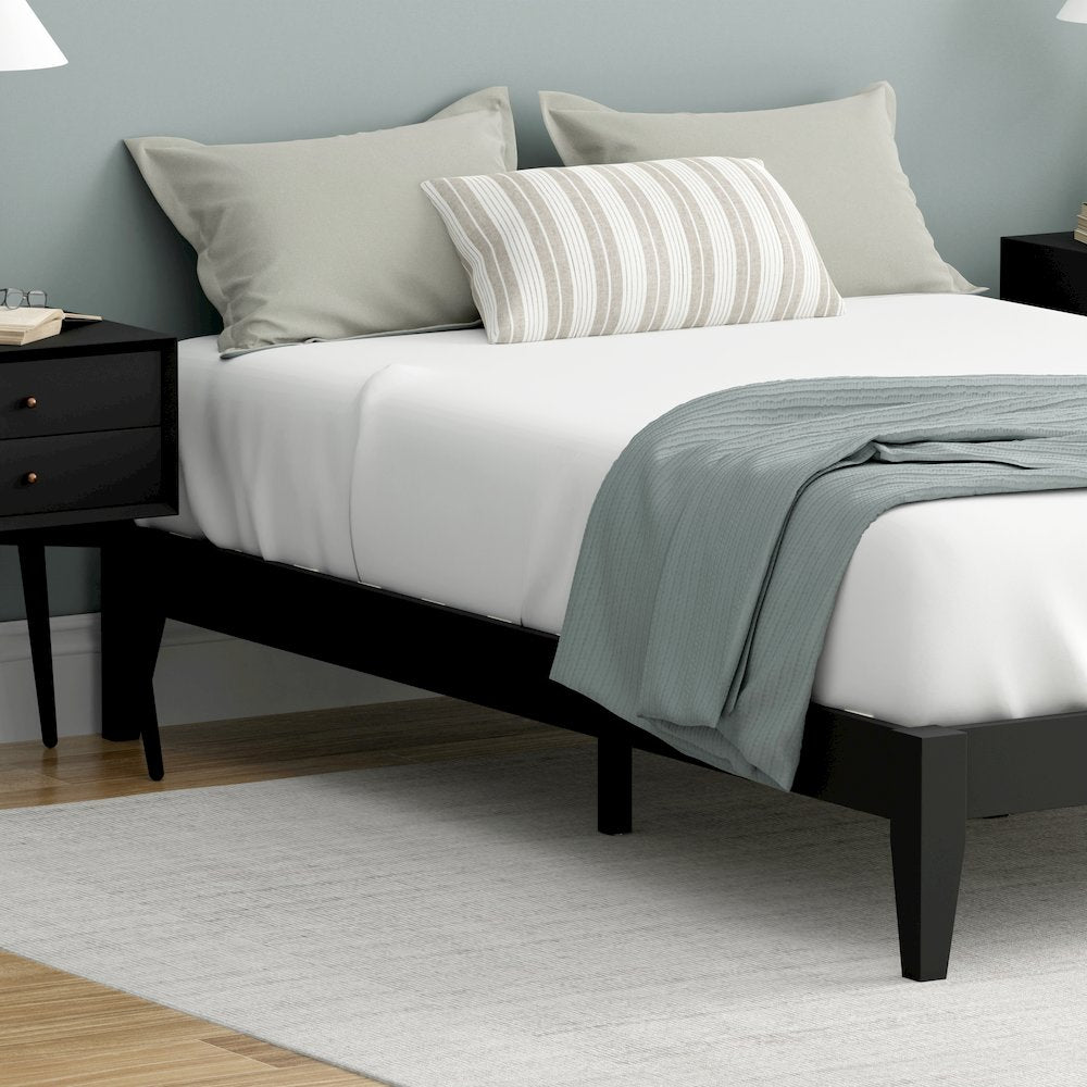 Serene Farmhouse Style Full Wood Bed Frame - Black