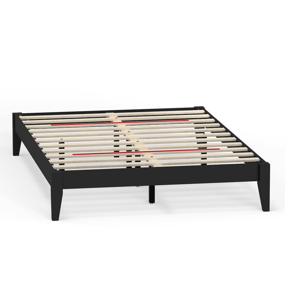 Serene Farmhouse Style Full Wood Bed Frame - Black