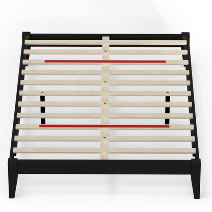 Serene Farmhouse Style Full Wood Bed Frame - Black