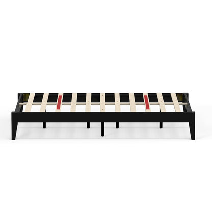 Serene Farmhouse Style Full Wood Bed Frame - Black