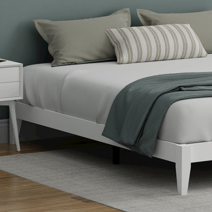 Serene Farmhouse Style King Wood Bed Frame - White