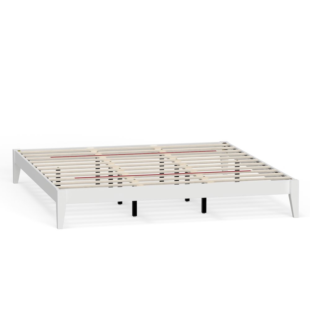 Serene Farmhouse Style King Wood Bed Frame - White