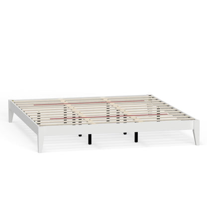 Serene Farmhouse Style King Wood Bed Frame - White