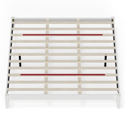 Serene Farmhouse Style King Wood Bed Frame - White