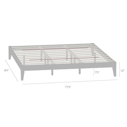 Serene Farmhouse Style King Wood Bed Frame - White