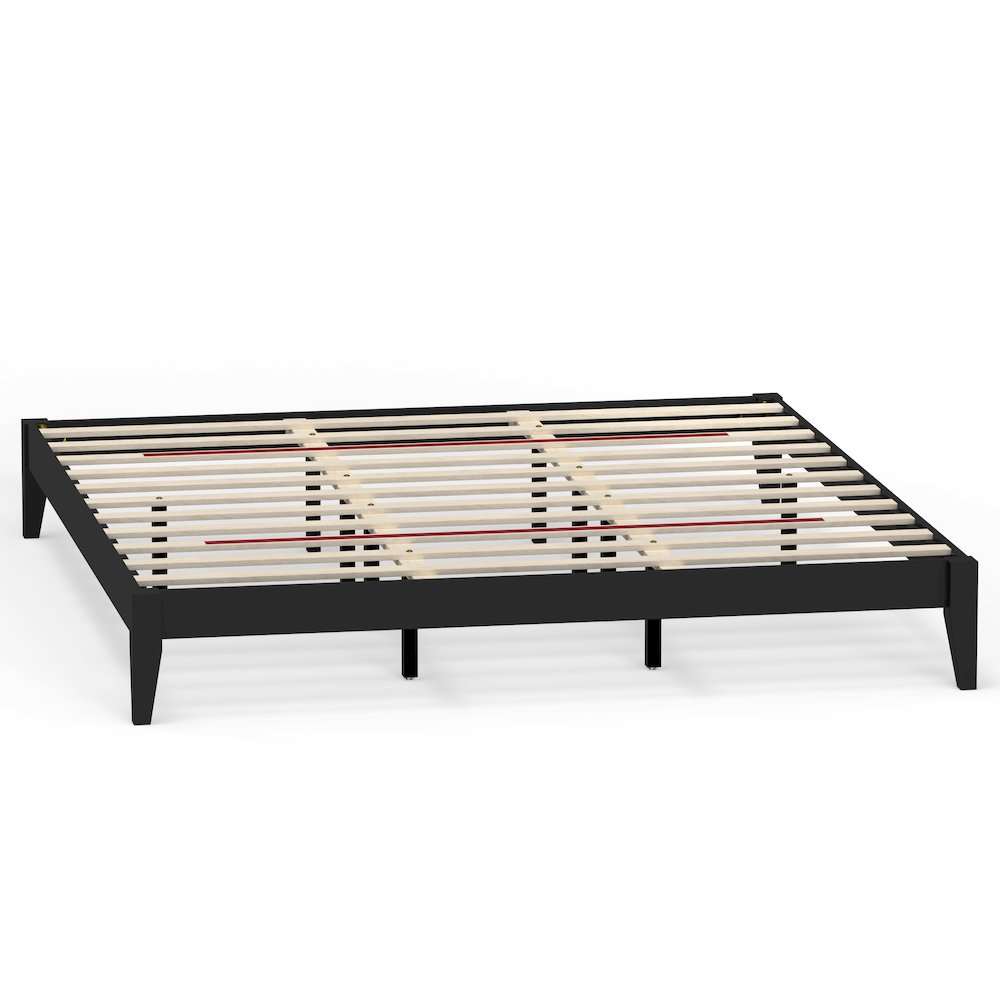 Serene Farmhouse Style King Wood Bed Frame - Black