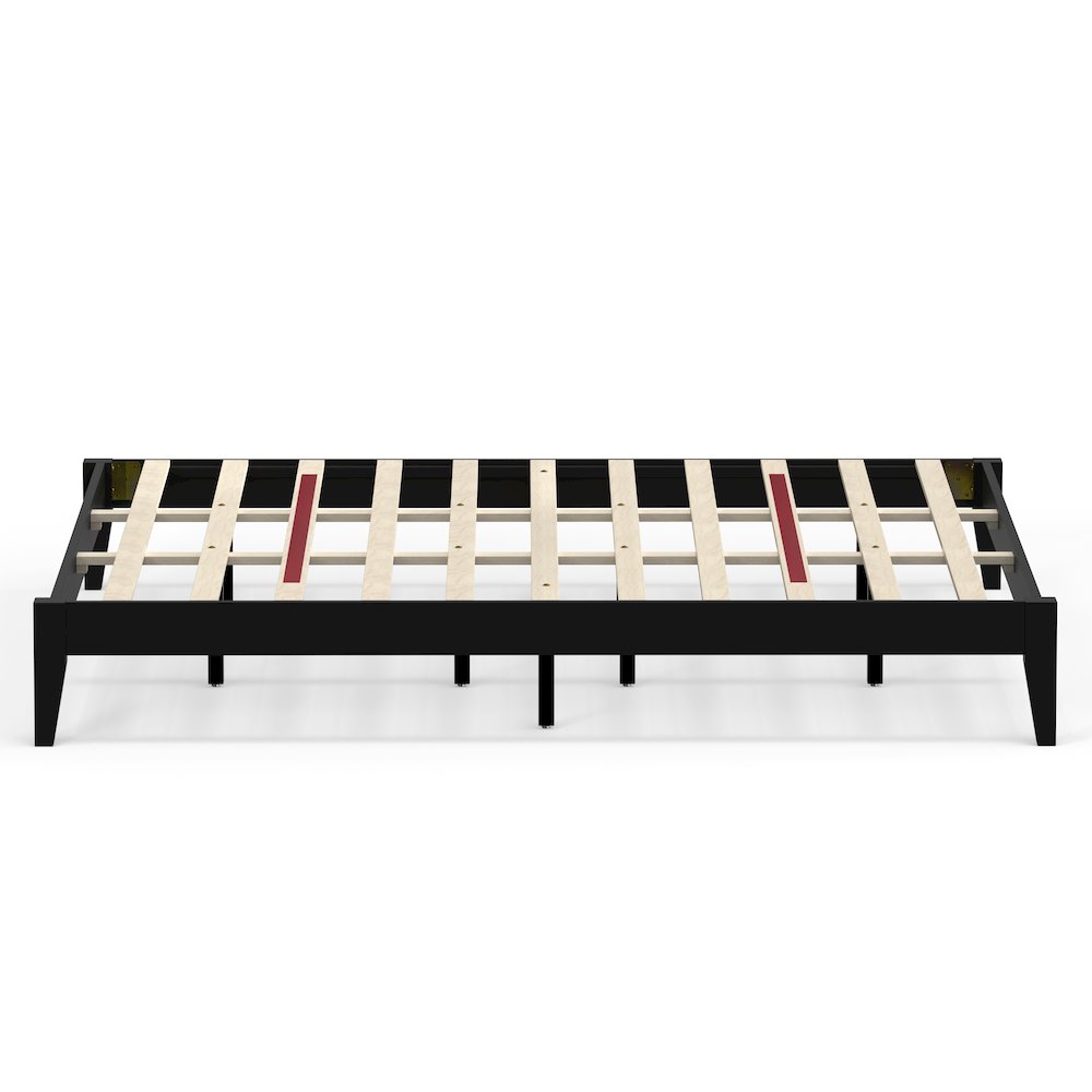 Serene Farmhouse Style King Wood Bed Frame - Black