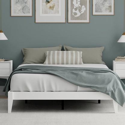 Serene Farmhouse Style Queen Wood Bed Frame - White