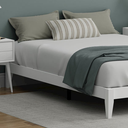 Serene Farmhouse Style Queen Wood Bed Frame - White