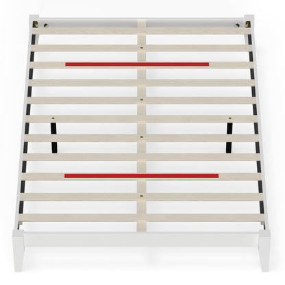 Serene Farmhouse Style Queen Wood Bed Frame - White