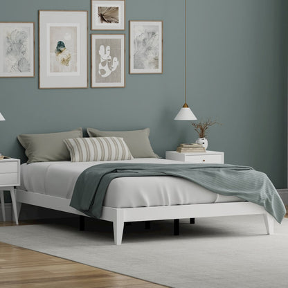 Serene Farmhouse Style Queen Wood Bed Frame - White