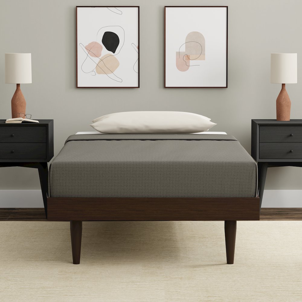 Sachse Twin Solid Wood Platform Bed Frame Walnut