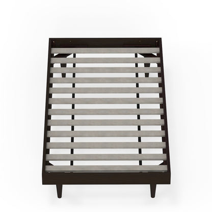 Sachse Twin Solid Wood Platform Bed Frame Walnut