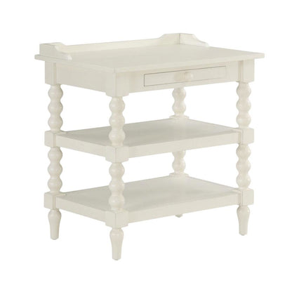 Antique White Nightstand with Hardwood Solids and Oak Veneers