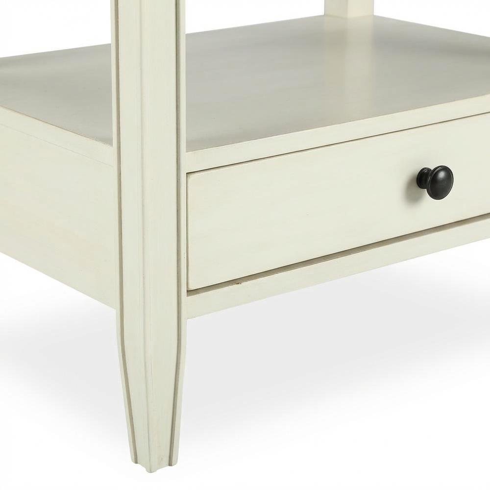 Antique White Storage Nightstand with Spacious Top and Classic Design