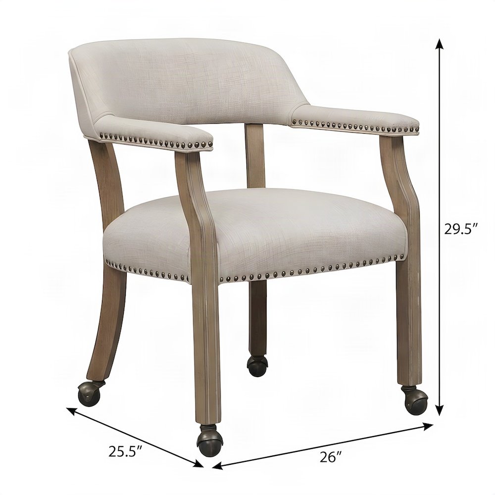 FurniFact Polyester-Upholstered Game Chair with Casters and Hardwood Frame