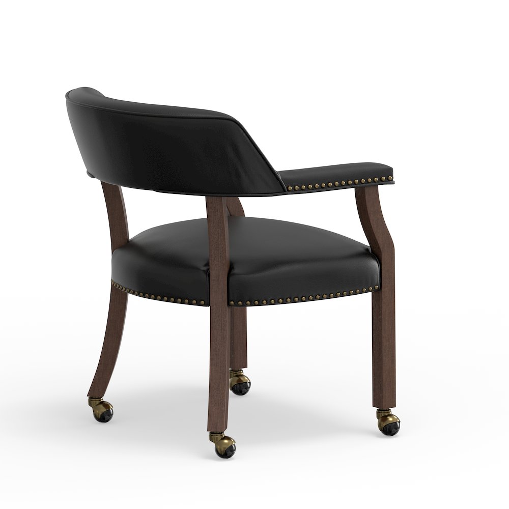 Georgio Dining and Game Chair in Walnut with Black Faux Leather