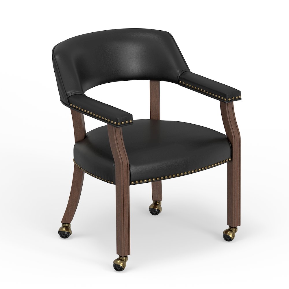 Georgio Dining and Game Chair in Walnut with Black Faux Leather