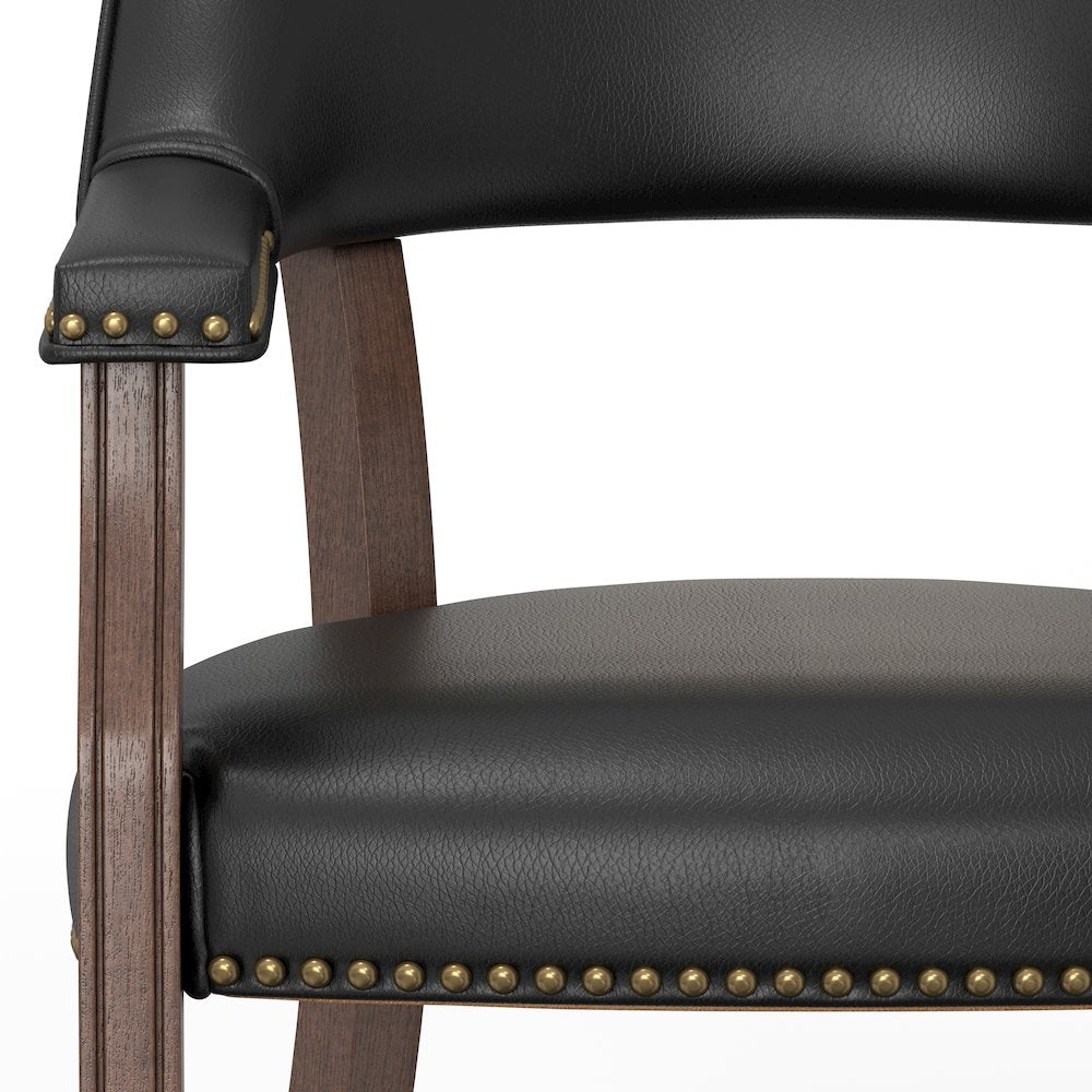 Georgio Dining and Game Chair in Walnut with Black Faux Leather