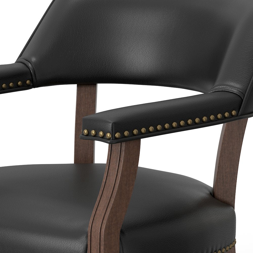 Georgio Dining and Game Chair in Walnut with Black Faux Leather