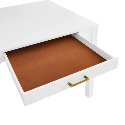 Annadale White Dining Table with Storage Drawer, Square Mahjong Game Table