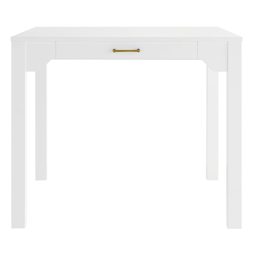 Annadale White Dining Table with Storage Drawer, Square Mahjong Game Table