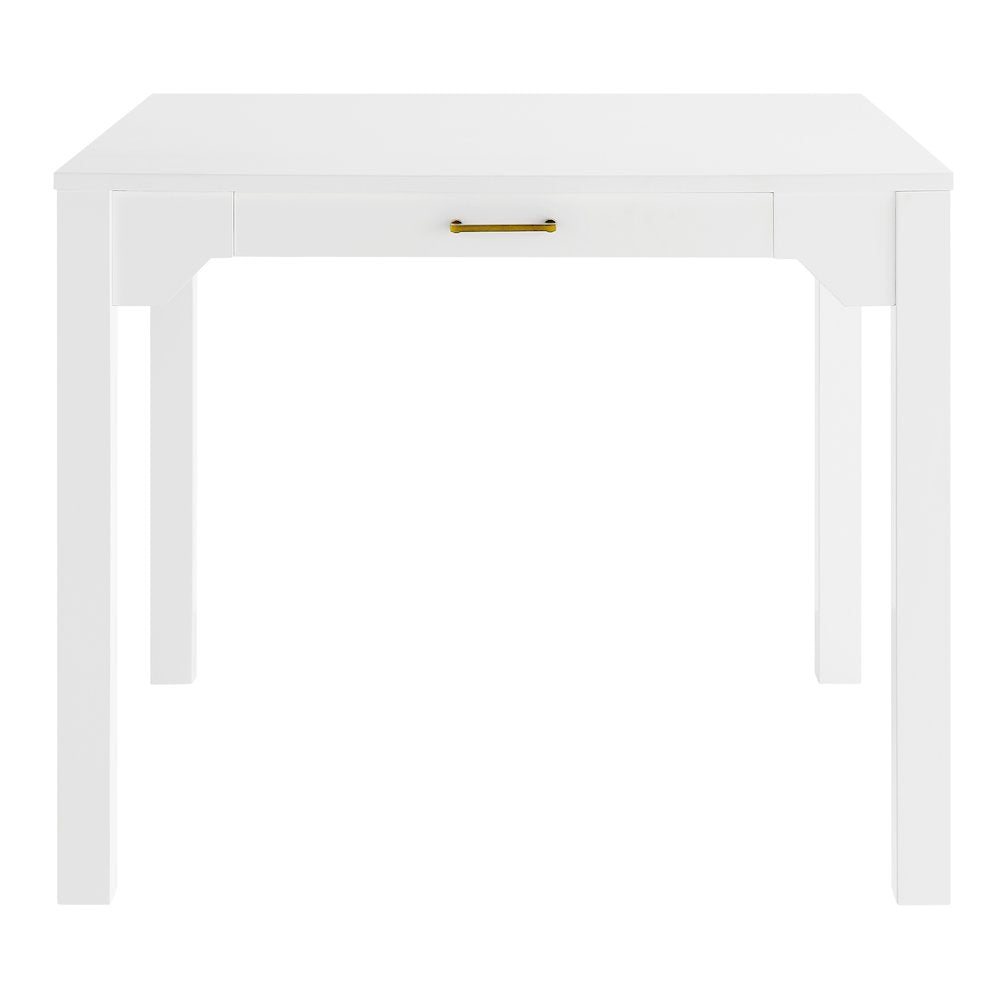 Annadale White Dining Table with Storage Drawer, Square Mahjong Game Table