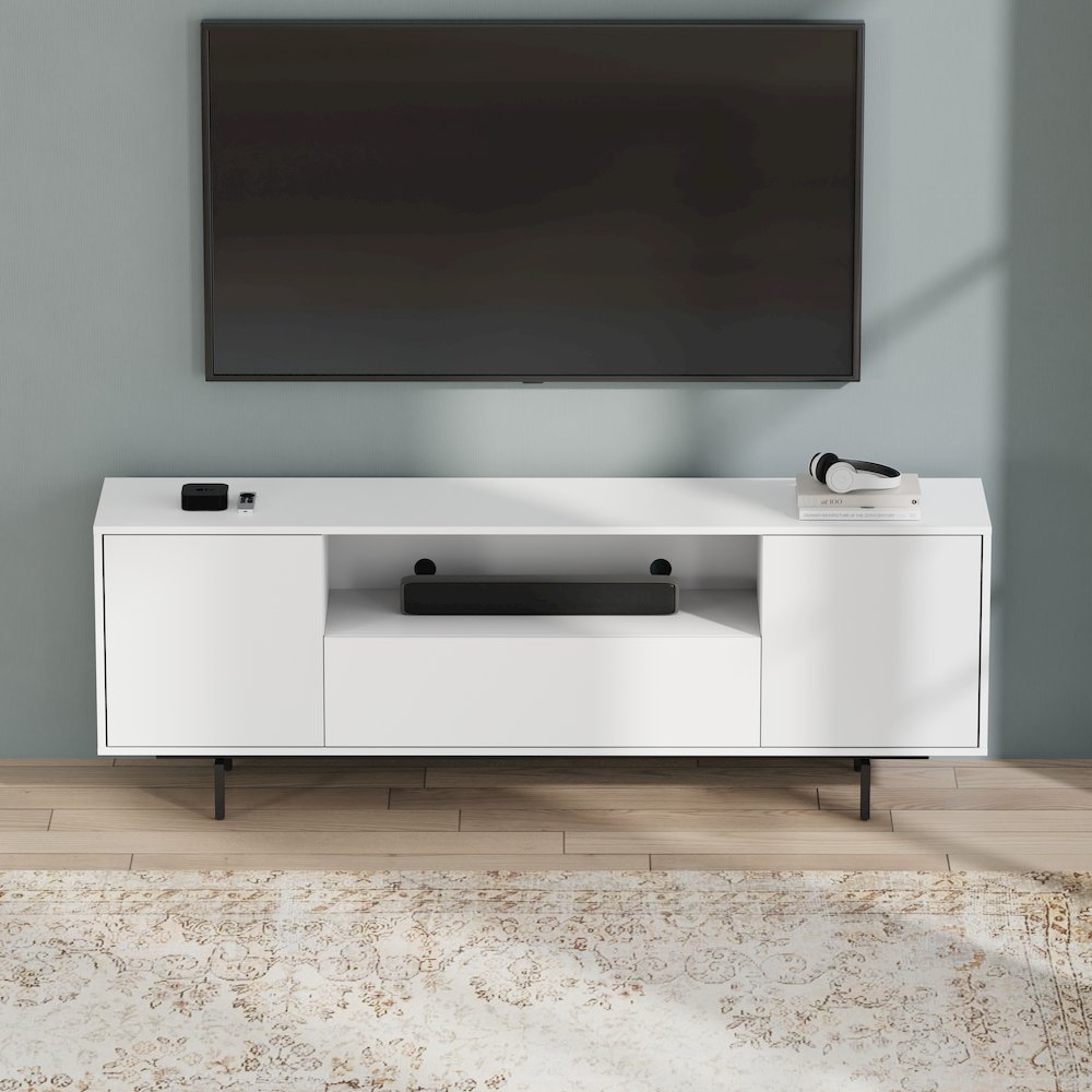 Avichi White Laminate 3 Door TV Console