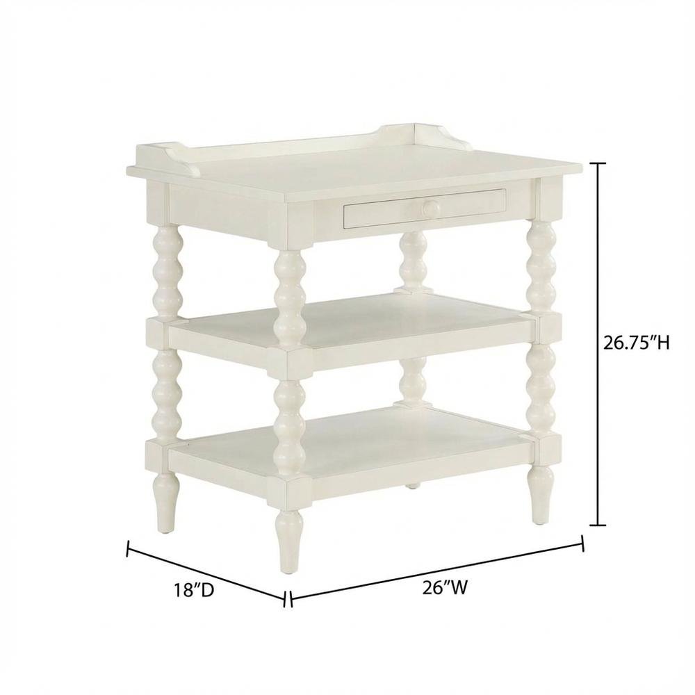 Antique White Nightstand with Hardwood Solids and Oak Veneers