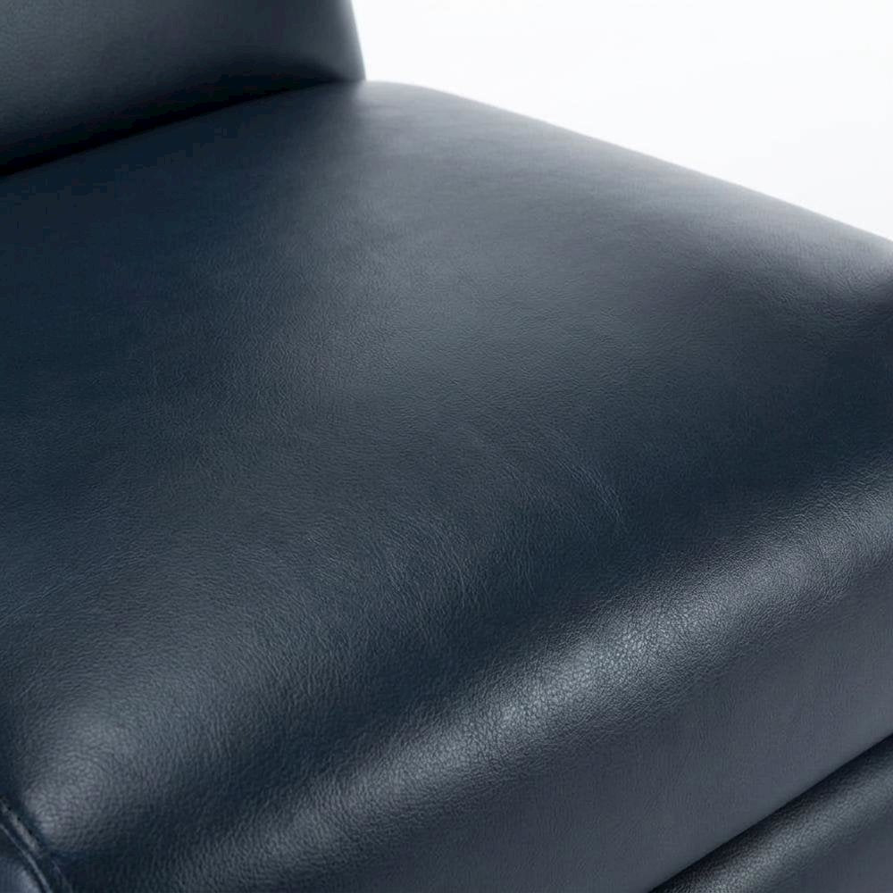 Semi-Leather Push Back Manual Recliner Chair with Wood Arms for Living Room