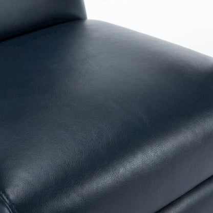 Semi-Leather Push Back Manual Recliner Chair with Wood Arms for Living Room