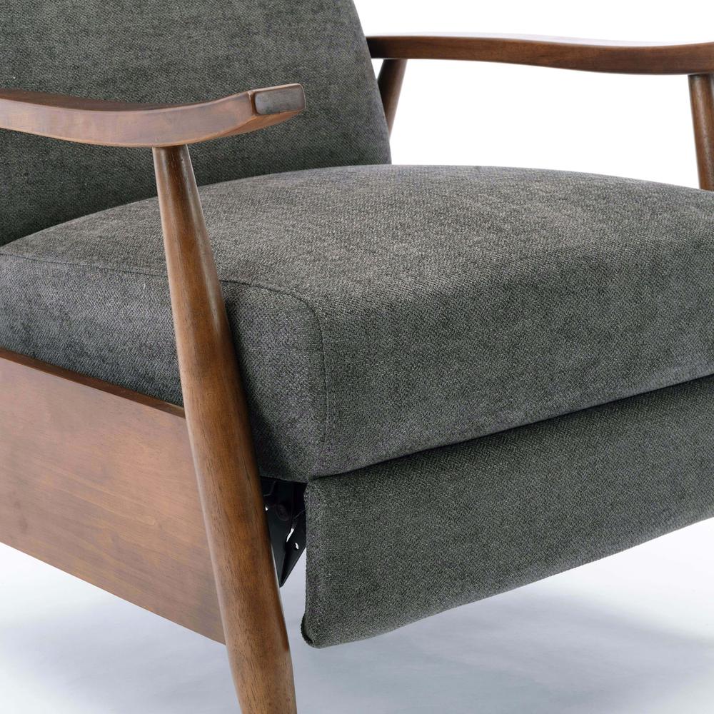 Soren Wood Arm Push Back Recliner - Charcoal