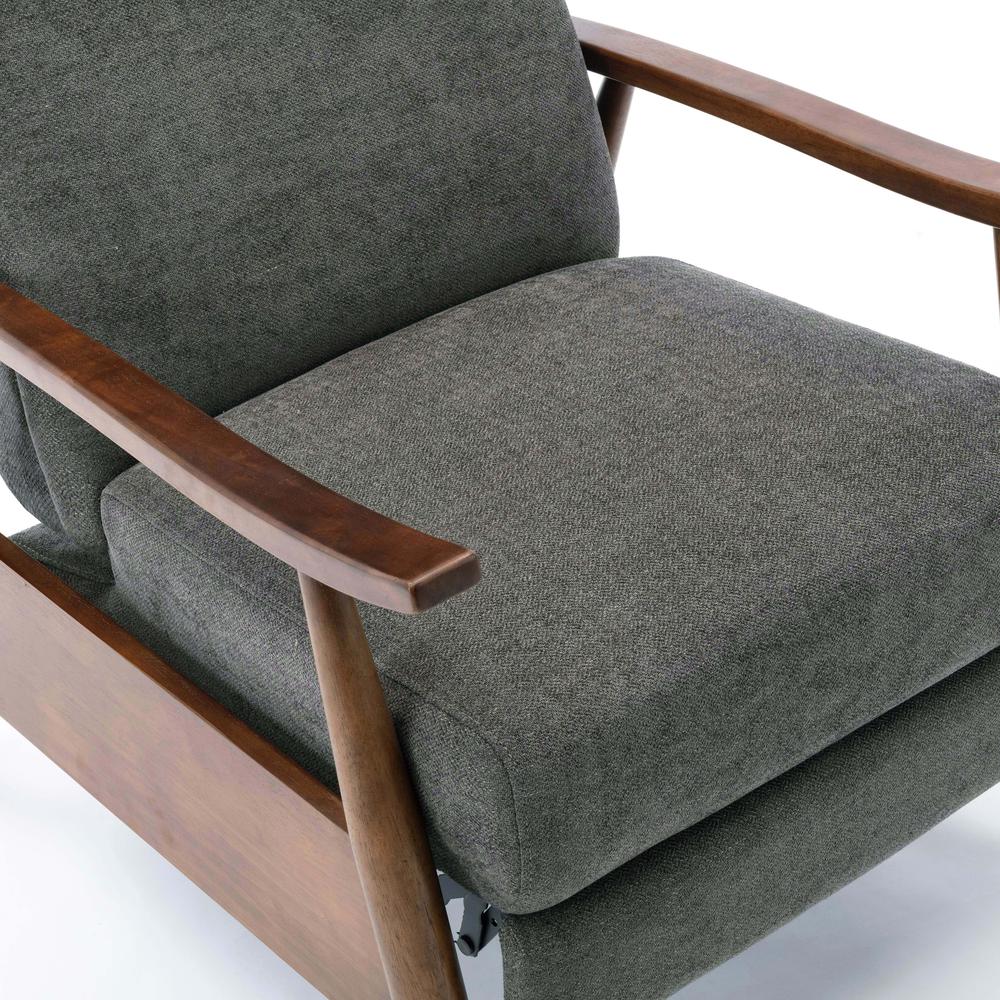 Soren Wood Arm Push Back Recliner - Charcoal
