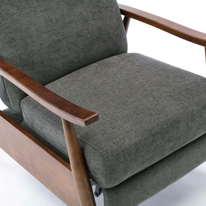 Soren Wood Arm Push Back Recliner - Charcoal