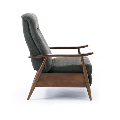 Soren Wood Arm Push Back Recliner - Charcoal